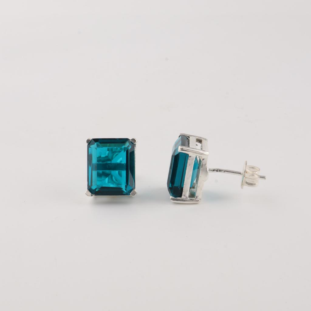 Apatite Gemstone 925 Sterling Silver Jewelry Handmade Earrings 0.4" For Wedding EE-179-16