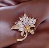 Blue Crystal Elegant Korean Flower Brooch - High-End Suit Pin and Outerwear Accessory