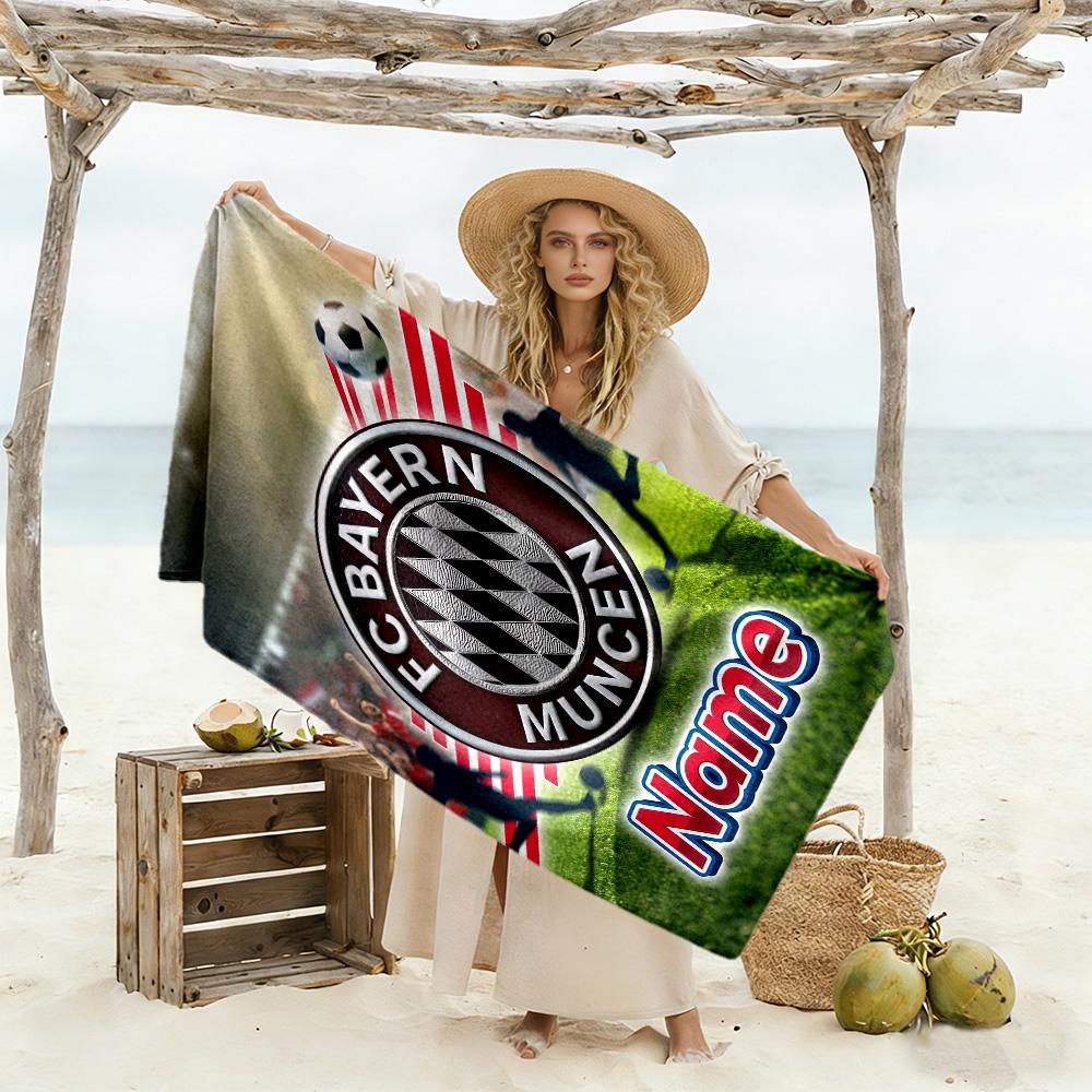 Bayern Munich Fan Gear Personalized Name Beach Towel Soft Durable Quick-Dry Portable for SwimmingBeachCamping Travel Beach AccessoriesGym