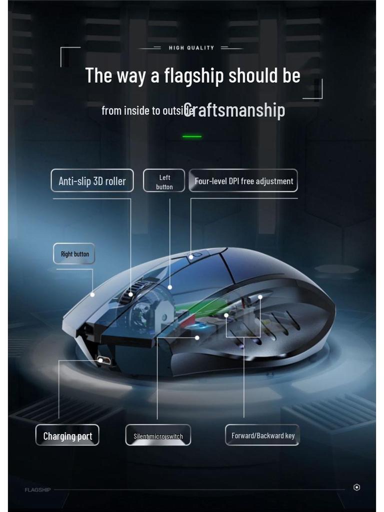 Inphic PM6 Silent Three-Mode Wireless/Bluetooth Charging Mouse for Office, Gaming and Laptops/Desktop