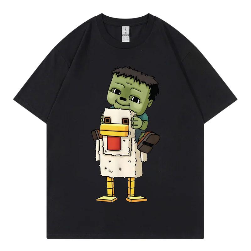 

Funny Chicken Jockey Graphic T Shirt Men Women Cartoon Fashion Short Sleeve T-shirt Summer Casual 100% Cotton Oversized T-shirts 4XL