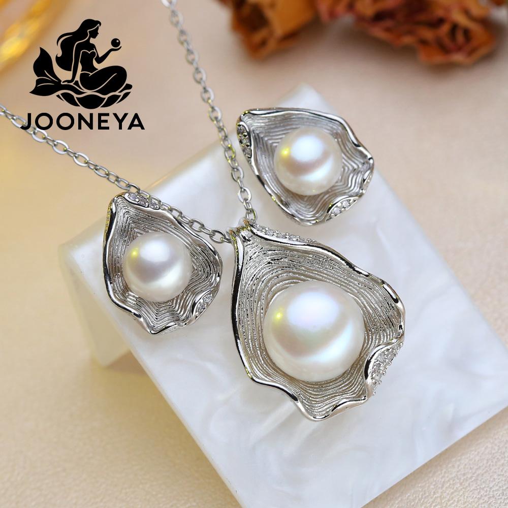 Fashion Leaves Leaf Necklace Earings Freshwater Pearl Jewelry Sets For Women Freshwater Pearl Necklace Pearl Earrings