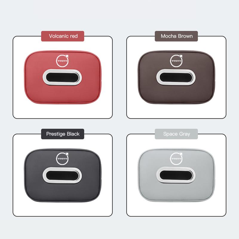 Boîte à mouchoirs de voiture Accessoires d'intérieur de voiture Pour Volvo V60 V40 XC90 S60 C30 XC60 Rdesign XC40 Sac de rangement pour mouchoirs en cuir Étui Kleenex