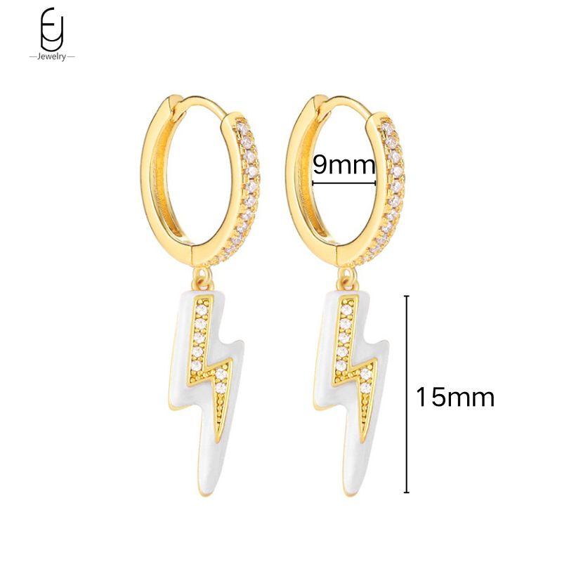 925 Silver Needle Vintage Gold Earrings for women Fashion Lightning Pendant Hoop Earrings Wedding High Luxury Jewelry