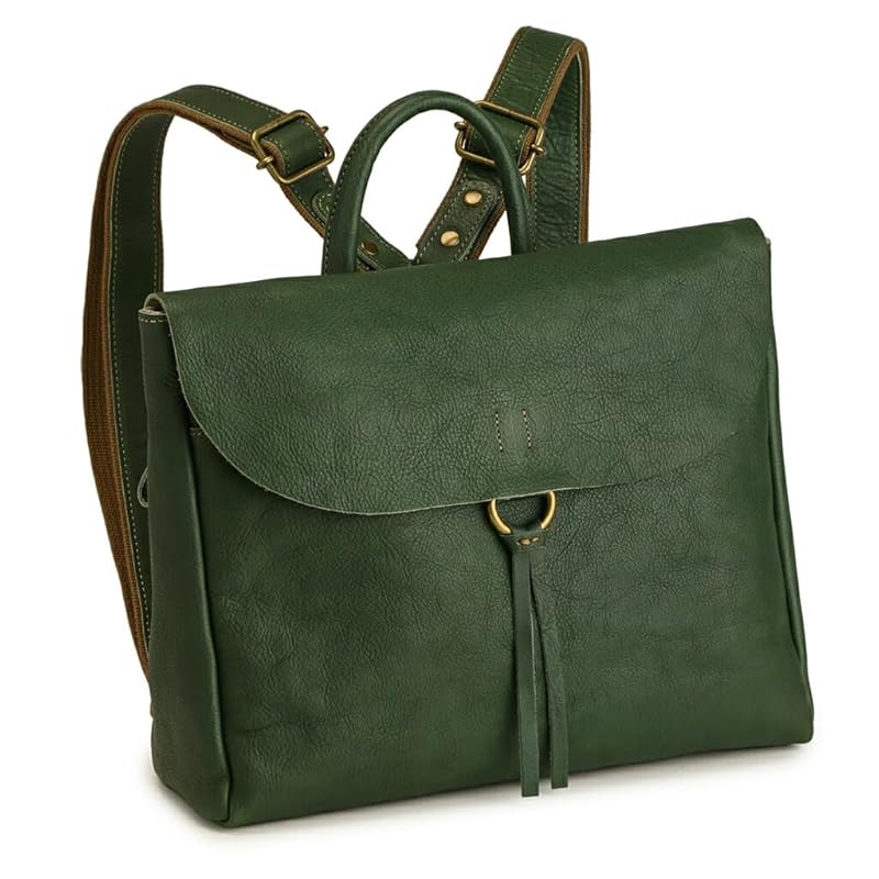 

[Arcoro] made in Japan genuine leather rucksack leather backpack Horizontal small himeji leather … (green)