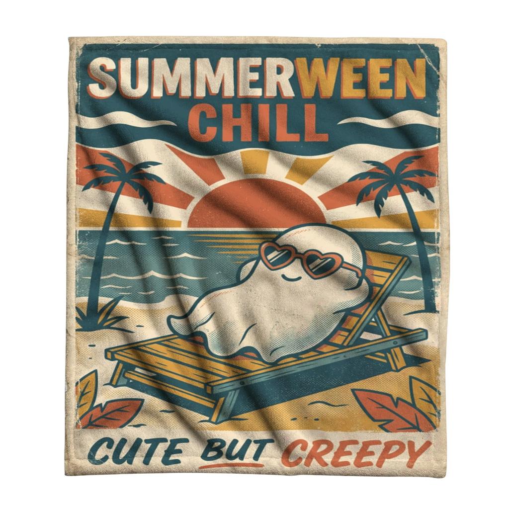 Summerween Themed Plush Blanket Soft Warm Throw Blanket for Indoor Outdoor Use Lightweight Cozy Fabric