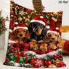 Christmas Dachshund Flannel Throw Blanket, Santa Hat Puppy Snowflake Gift Print Soft Warm Blanket for Sofa Bed Holiday Decor