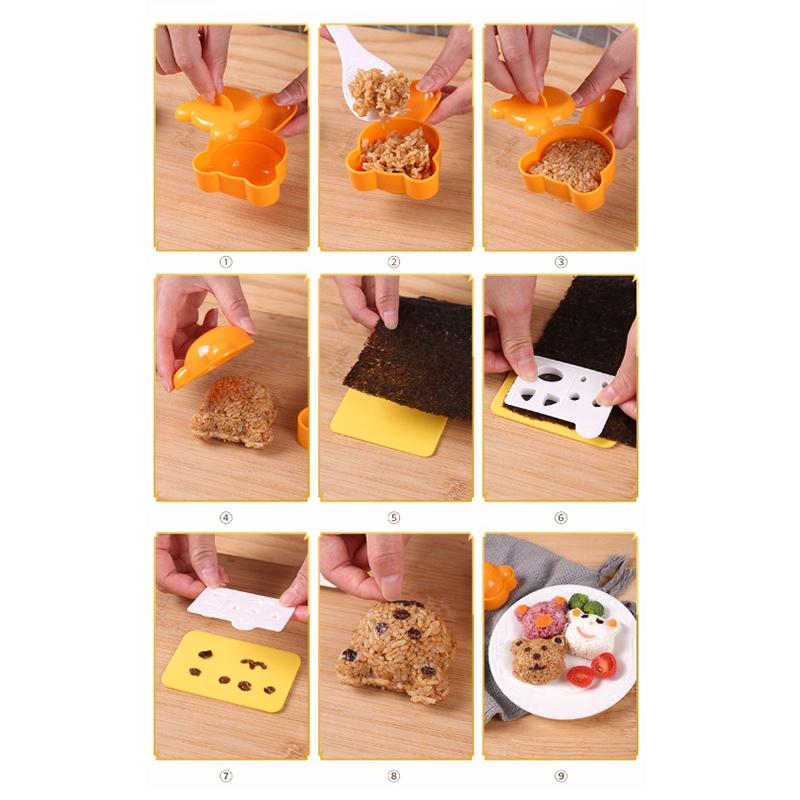 Cute Sushi Tools Onigiri Molds Bear Animal Shape Sushi Kids Rice Mashed Potato Pumpkin Mash Baking Supplies Kitchen Gadgets