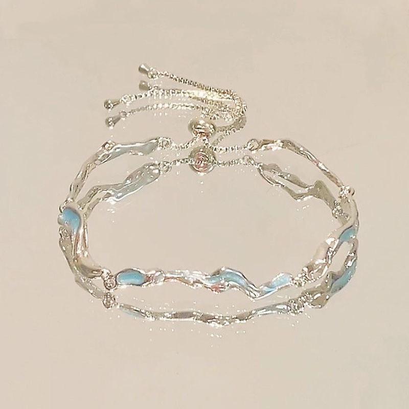 Ice Blue Sea  sweet and cool irregular blue wave bracelet design feels light luxury, niche exquisite handicraft gift