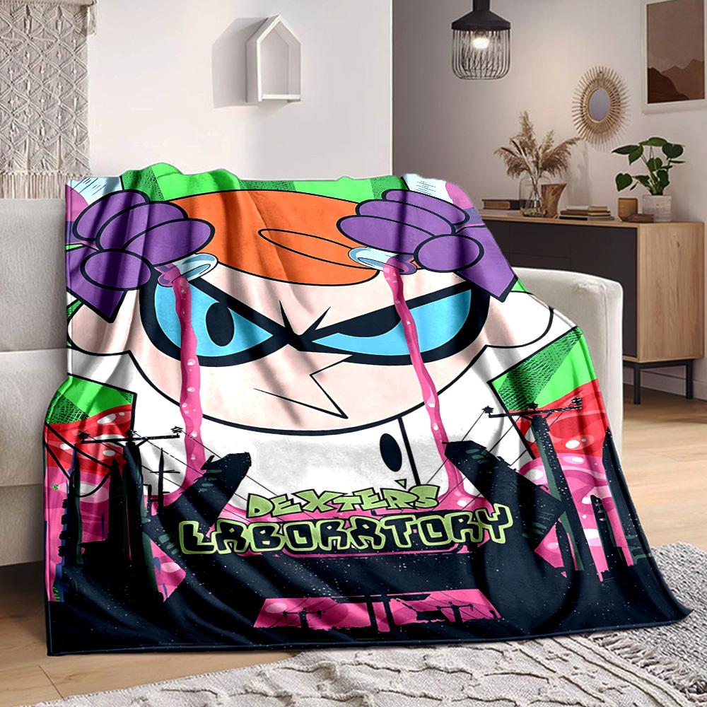1pc Dexter's Laboratory Cozy Print Blanket Lightweight Warm Flannel Throw Blanket For Sofa, Bed, Living Room