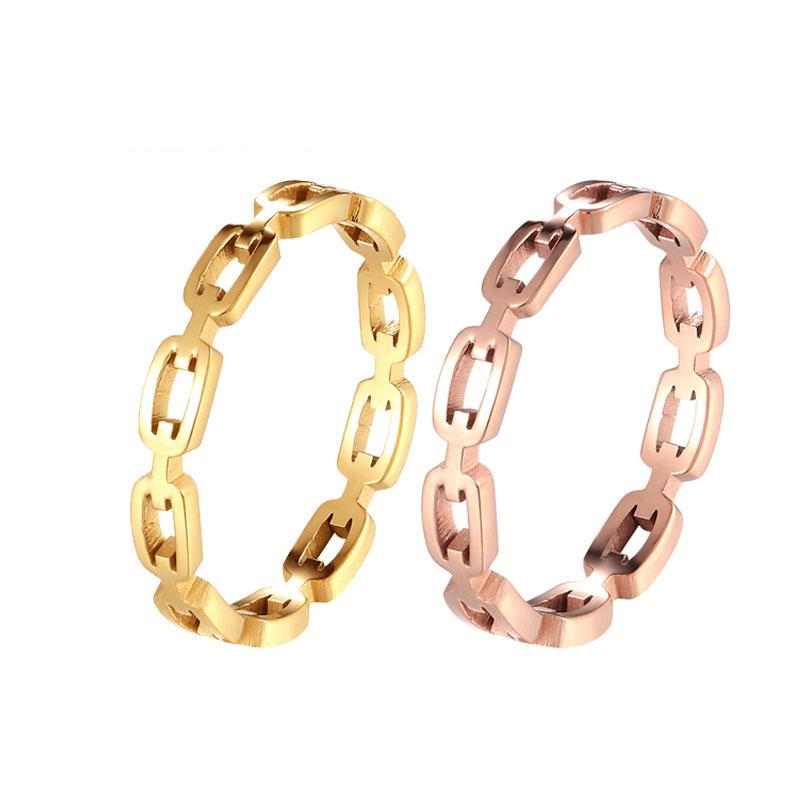 Chain Ring Stainless Steel Rings For Men Women's Rings Geometry Ring Finger Gold Silver Color Ring Set Women Gift