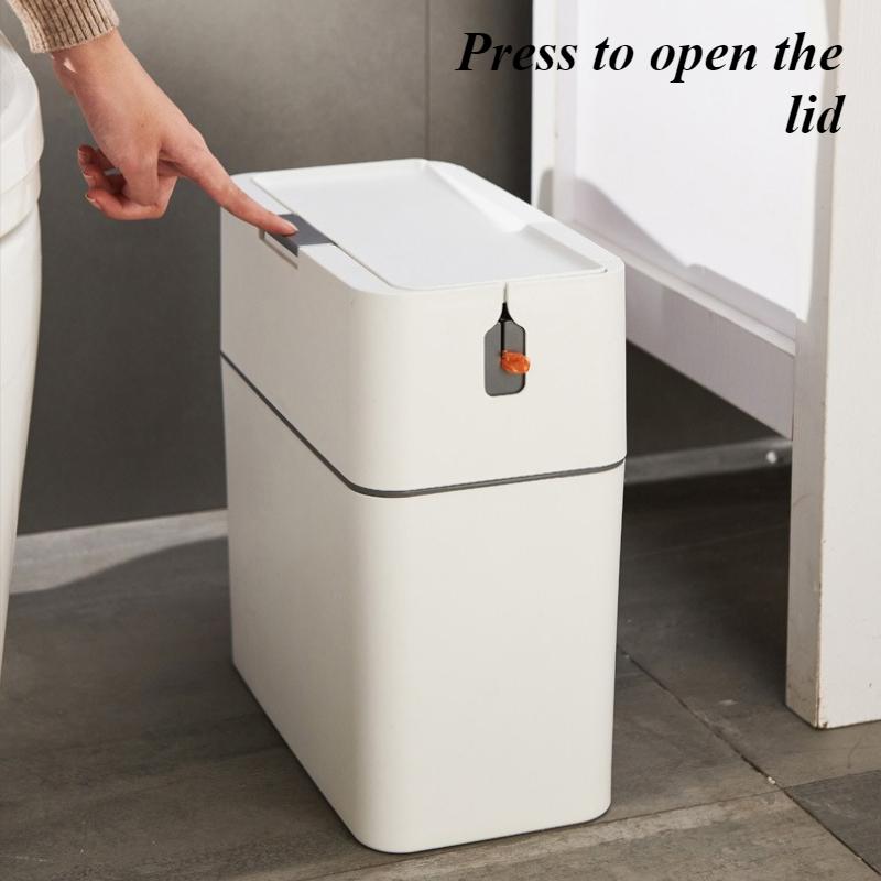 Bathroom Waste Bins Toilet Pressing Trash Can Large Capacity Waste Bin Modern Multifunctional Trash Can with Toilet Brush