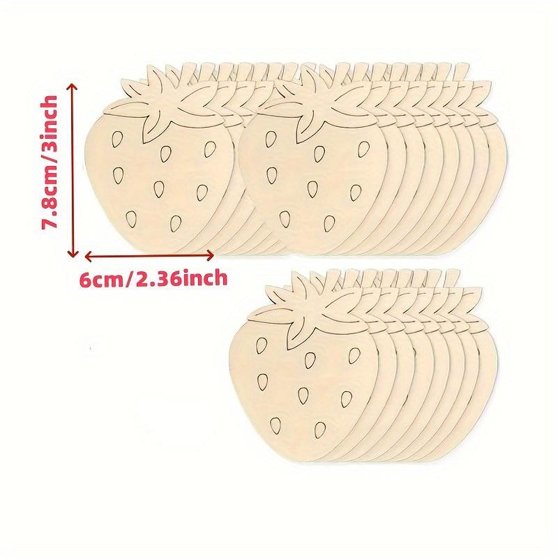 20pcs Strawberry Shaped Wood Cutouts DIY Craft Unfinished Fruit Tags Ornaments for Wedding Birthday Summer Party Decoration