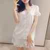 Short-Sleeved Shorts Slim-Fitting Simple Summer Pajamas Women'S Lace Court Style Princess Loungewear Can Be Worn Outside