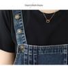 Plus Size Women's Autumn Denim Suspender Skirt - Mid-Length Sleeveless Dress