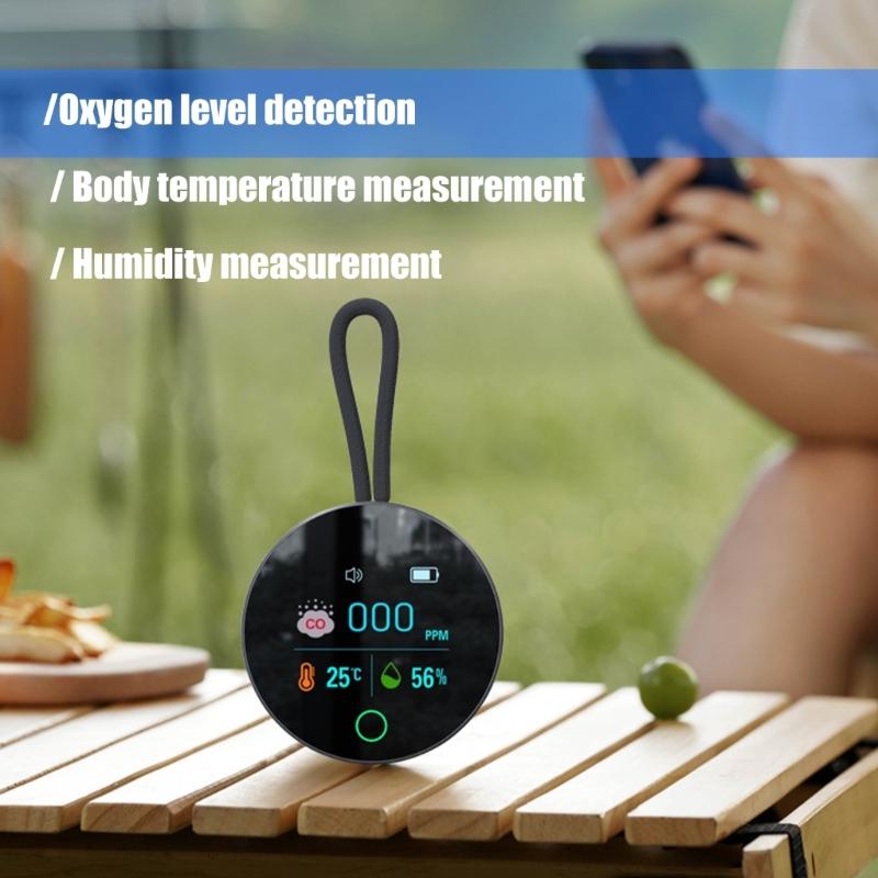 Leicht zu tragender Kohlenmonoxid-Alarm mit Digitalanzeige Kleine kreisförmige Gasmelder für Küche, Outdoor-Reisen, Sicherheit