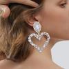 1 Paire Boucles d'Oreilles Pendantes pour Femmes Grand Cœur Creux Décor Strass Colorés Exagérées Fête Club Rendez-vous Boucles d'Oreilles Pendantes Bijoux d'Oreille