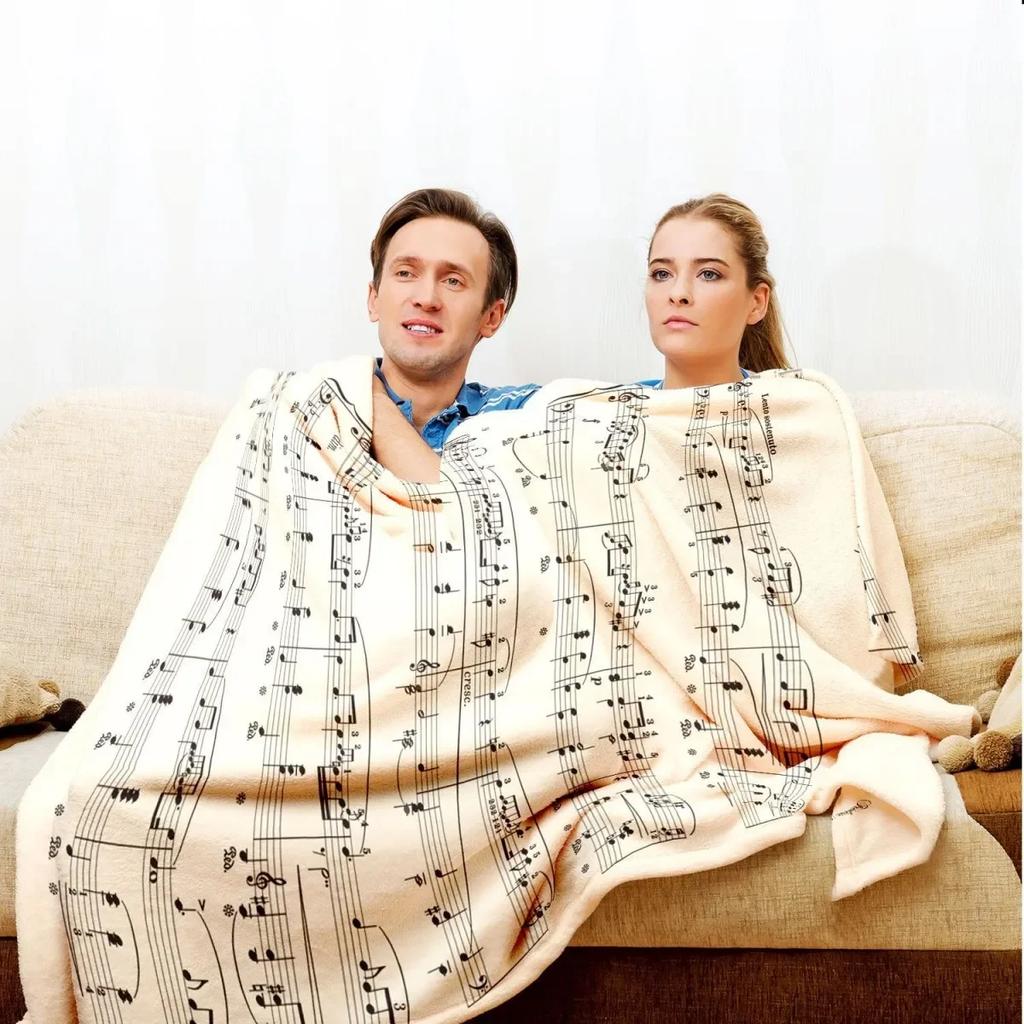 Piano Music Sheet Blanket Flannel Music Notes Throw Blankets for Teacher Adult Kids Music Lovers Gifts Decor for Home Bed Couch