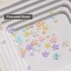 50Pcs Five Petal Flower Nail Art Charms Shine 3D Nail Decoration Macaron Color Manicure Accessories Resin Material DIY