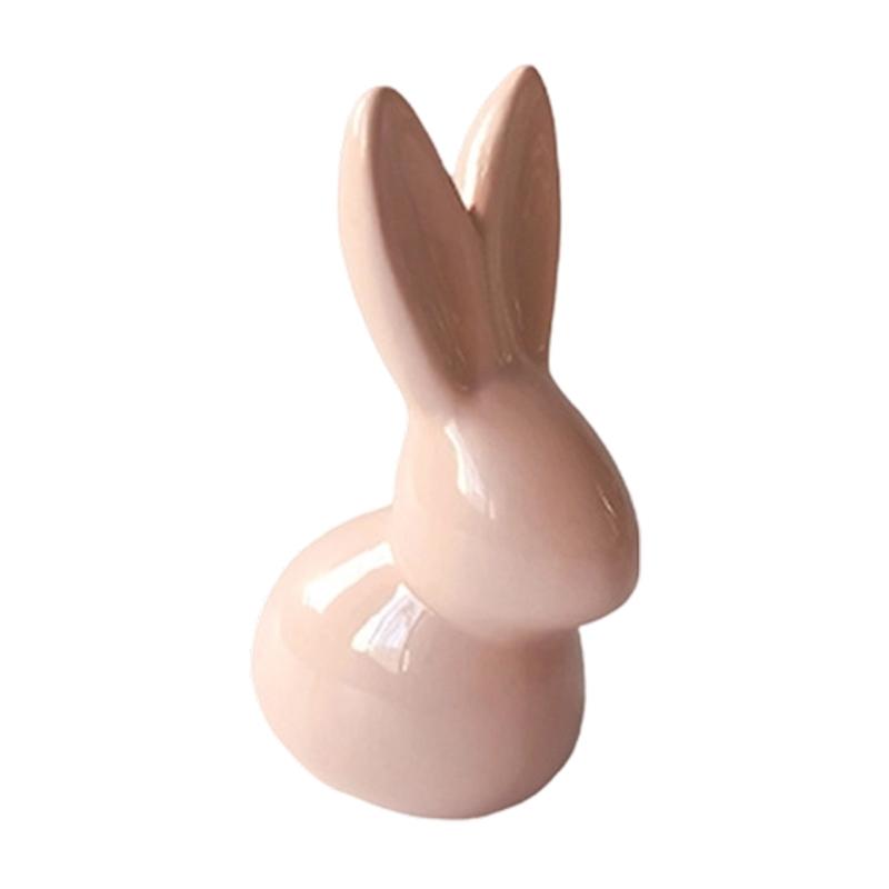 Basic Ceramic Rabbit Statue Sweet Small Animal Ornament Lovely Desk Decoration For Bookshelf Living Room Accent