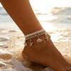 Boho Handcrafted Woven Anklet Seashell Starfish Tassel Foot Chain Bracelet for Women Beach Vacation
