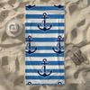 Minimalist Anchor Stripe Pattern Beach Towel, Soft Quick-Drying, Perfect For Portable Outdoor Travel, Camping And Summer Beach