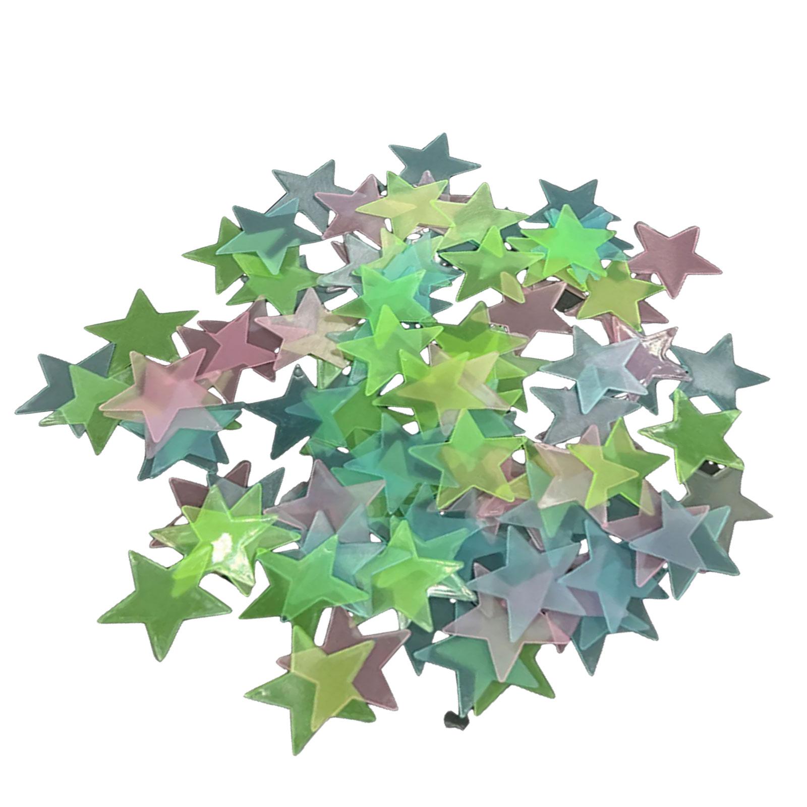 

100 шт. светящиеся в темноте звездные флуоресцентные яркие 3D пластиковые настенные наклейки для детской спальни, украшения потолка, размер 3 см 3