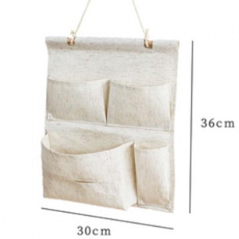 Cotton Linen Wall-Mounted Hanging Organizer Pocket Bedroom Door Back Storage Phone Holder Dorm Room Essentials