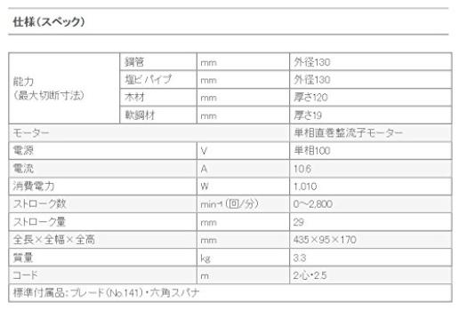 HiKOKI AC100V Electronic Saver Saw Reciprocating Saw Pipe 130mm Wood 120mm CR13V2