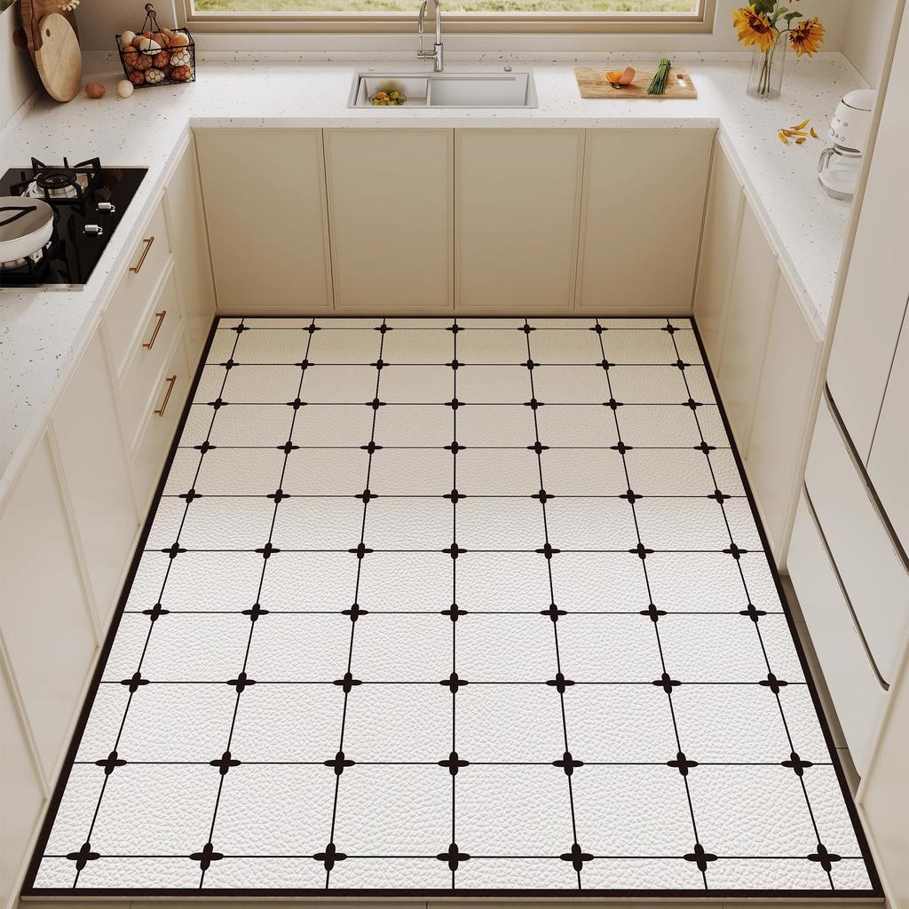 Kitchen Floor Mat Waterproof Oil-proof PVC Vinyl Rug Anti-fouling Non-slip Foot Mats Large Size Balcony Carpet Tapetes Alfombra