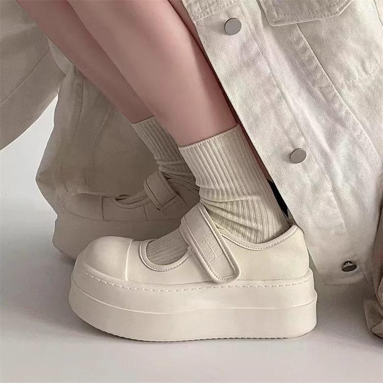 Thick-soled Velcro ugly cute women's shoes 2025 new summer breathable height increase small versatile little white shoes muffin shoes