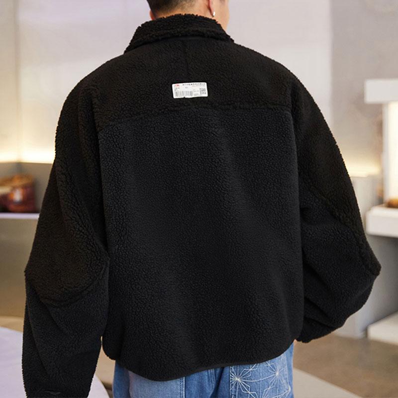 Li Ning 21FW Wu Chuang Wu Yi Solid Color Warm Loose Jacket Men Jacket Black AJDR429-1