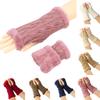 Purple Warm Fur Gloves for Autumn and Winter Thick Velvet Gloves Short Knitted Plush Sleeve with Gloves