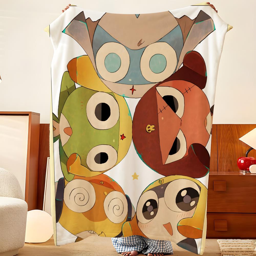 Anime K-Keroro G-Gunso Throw Flannel Throw Blanket, Lightweight Cozy, Durable Washable cute Cool