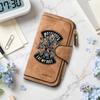 Motocross Skeleton Wallet Long Bifold Purse with Multi Card Slots Fashion Cool Leather Wallet for Motorcycle Lovers