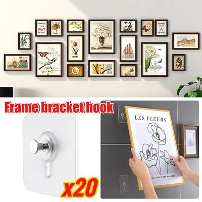 Strong Adhesive Hooks Picture Frame Holder Poster Photo Clock No Drilling Hooks Waterproof Kitchen Bathroom Hanger Screw Hooks