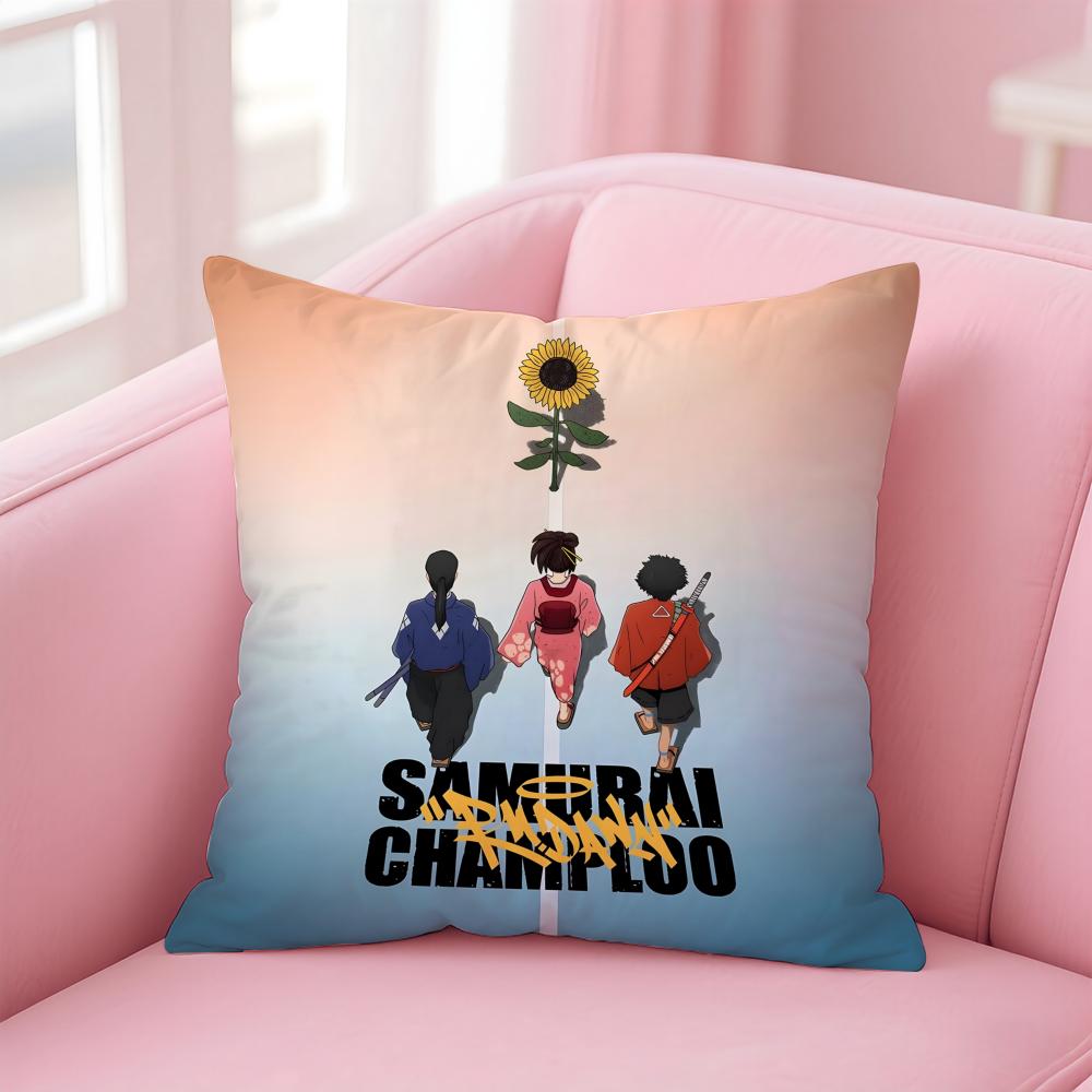 Anime SSamurai CChamploo Cushion Cover Pillowcase Short Plush Invisible zipper Room Sofa Cushion Cover