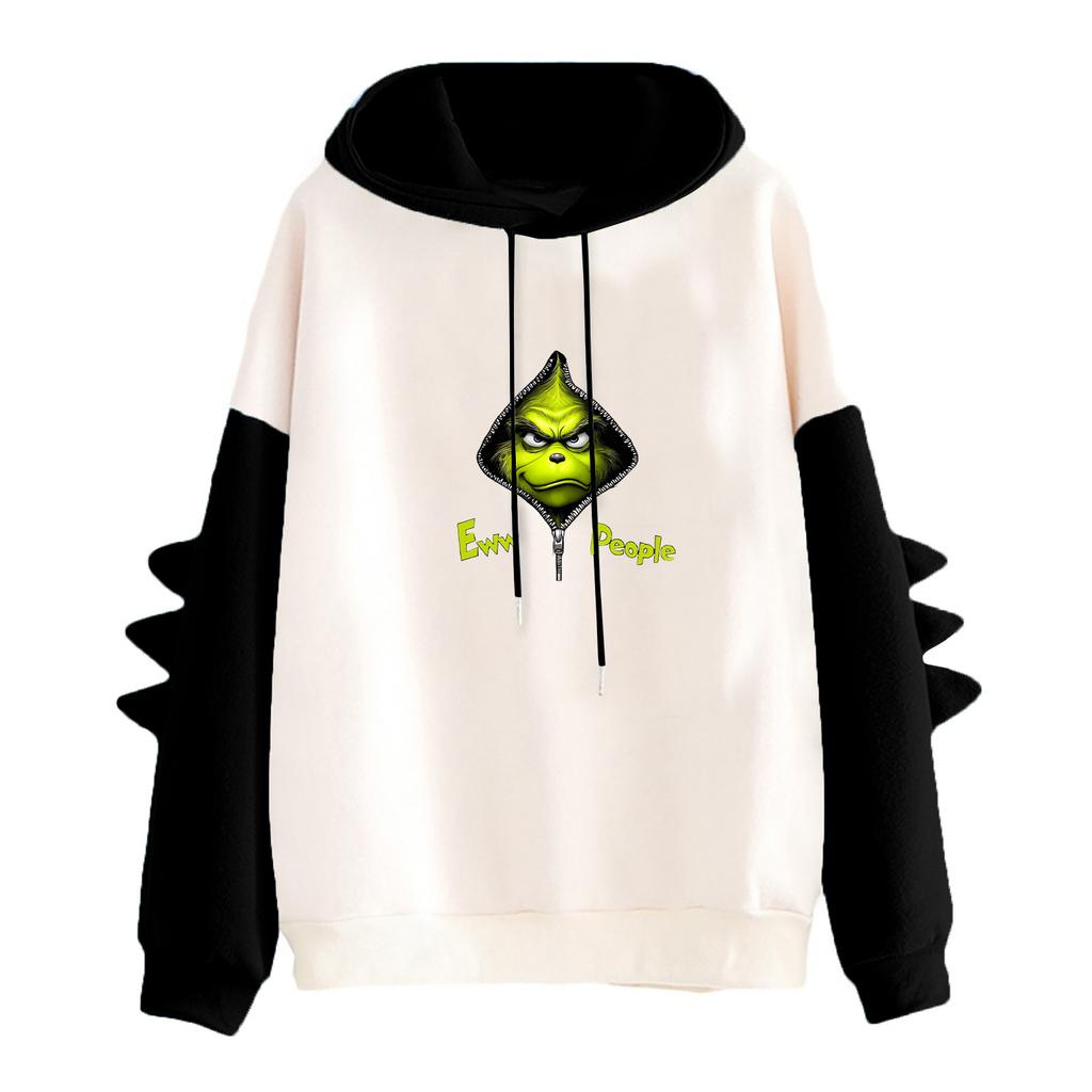 Women's Printed Contrasting Dinosaur Loose Casual Hoodie