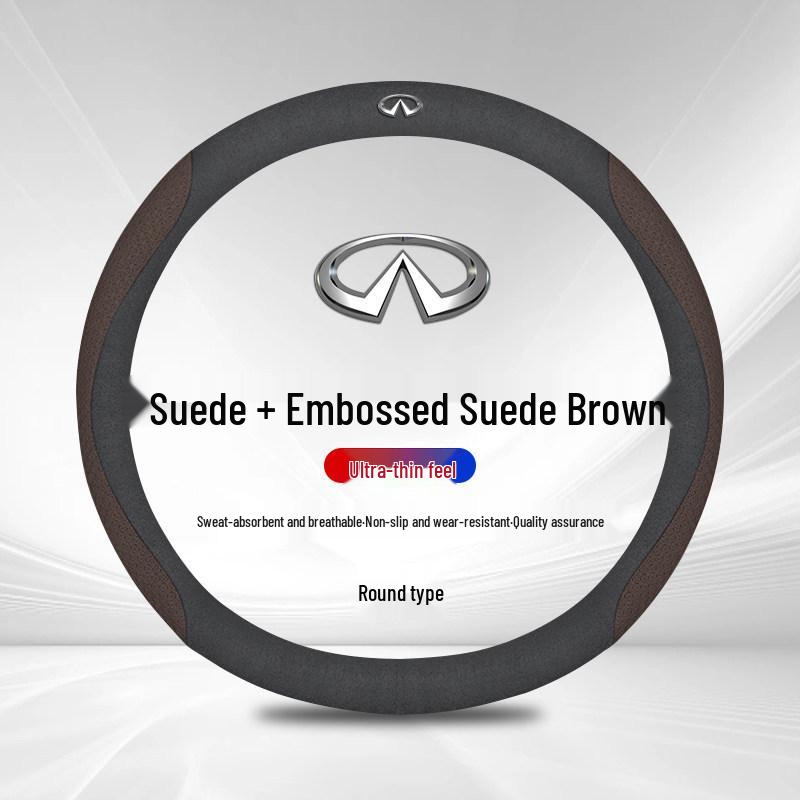 Premium Genuine Leather Steering Wheel Cover for Infiniti Models: QX50, QX60, 80, Q70L, Q50L, FX3, G25.