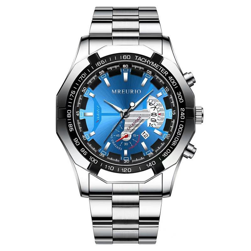 Men's Oversized Creative Calendar Steel Band Watch with Large Dial