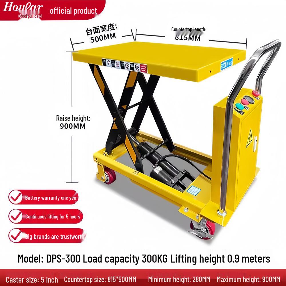 Electric Hydraulic Scissor Lift Cart - Mobile Flatbed Trolley