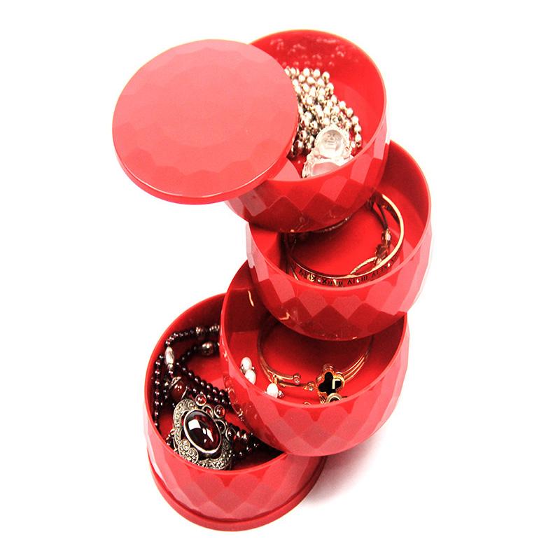 Rotatable Jewelry Organizer Box Earring Holder ABS+Acrylic Storage Tray