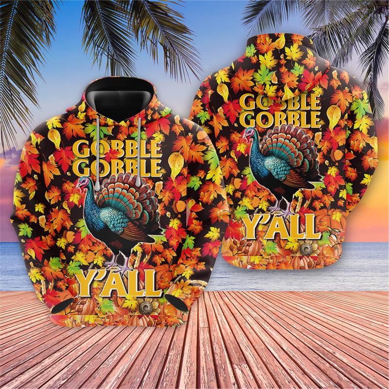 3D Happy Thanksgiving Printed Pullovers Turkey Lover Hoodies For Men Clothes Casual Farm Pumpkin Graphic Sweatshirts Boy Gifts
