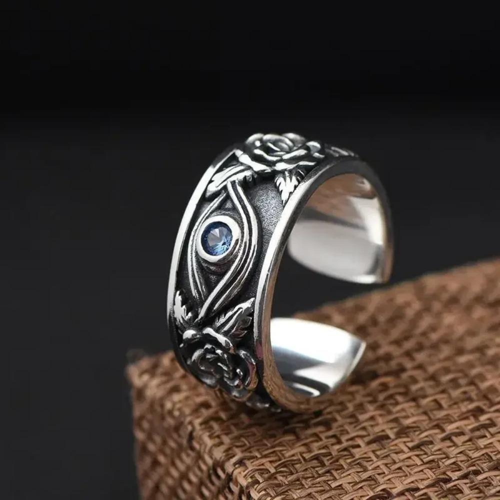New Fashion Vintage Eye of Horus Ring Women's Men's Open Finger Ring Adjustable Zircon Girls Couple Gift Trend Party Niche Ring