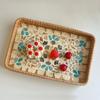 Hand Woven Rattan Shell Tray Colorful Bread Baskets Tray Splicing Shell Rattan Basket  Living Room