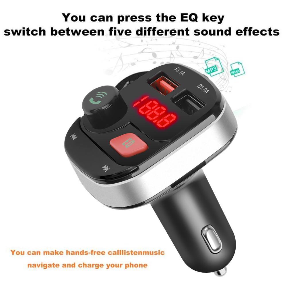 Car FM Transmitter 5.0 Bluetooth Wireless MP3 Player Bluetooth Stereo Charger Effect Sound Disk U Car Music EQ Car Lossless E0Q4