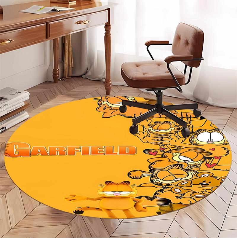 Garfield Pattern Round Rug, Indoor/Outdoor Mat, for Picnic, Gameroom, Bedroom, Office, Living Room, Home Decor Carpet, Birthday Gift