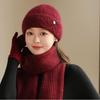 Outdoor Hat for Women In Autumn and Winter Fashionable and Versatile Plus Velvet Mom Hat Casual Cold Proof Woolen Hat  Neck Warm Suit