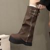 Boots Women's thick soles increase height Spring and Autumn new muffin folds stacked pants tube boots Small tall boots