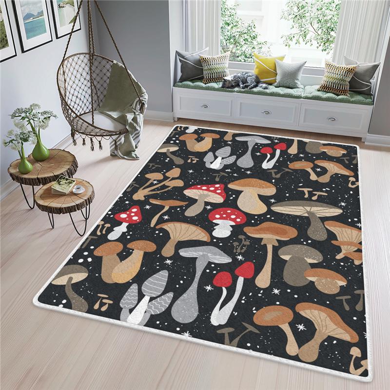 Prostokątny dywan z grzybami Dywan z pełnym nadrukiem Dywan z czarownicą Dywan z gwiazdami Mata antypoślizgowa Jadalnia Salon Miękki dywan